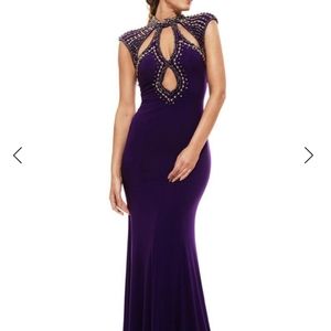 Johnathan Kayne Purple Beaded Gown